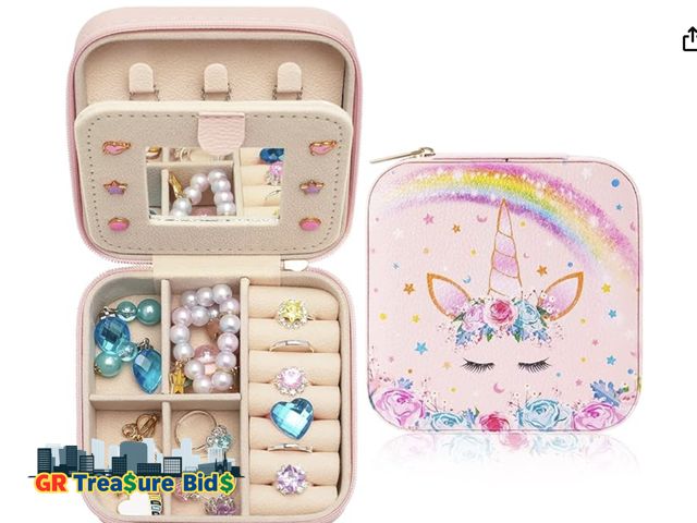 Lot 111-81954 - Girls Jewelry Box, Gifts for Teen Girls, Pink Unicorn Kids Travel Jewelry Case with Mirror, Jewelry ...