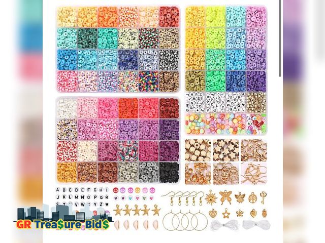 Lot 111-68075 - New QUEFE 6000pcs, 64 Colors Clay Beads for Bracelets Making, Heishi Beads for Jewelry Making 6mm Fl...