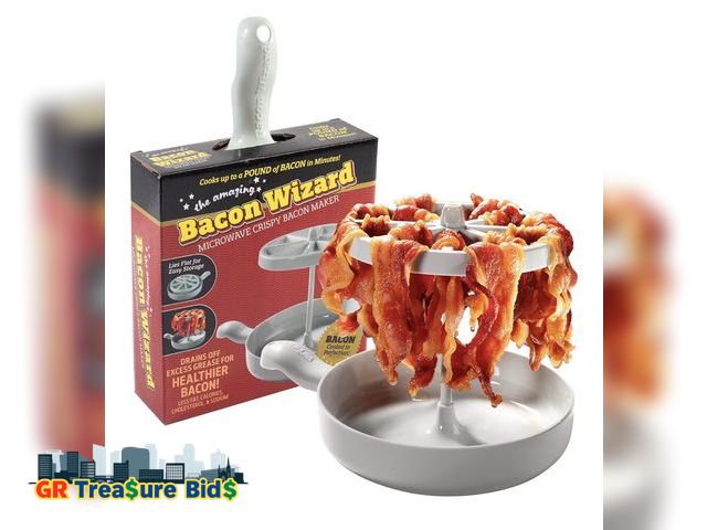 Lot 111-57872 - Microwave Bacon Cooker - Bacon Wizard Cooks 1LB of Strips &amp; Reduces Fat by 40% - Use for Easy Bi...