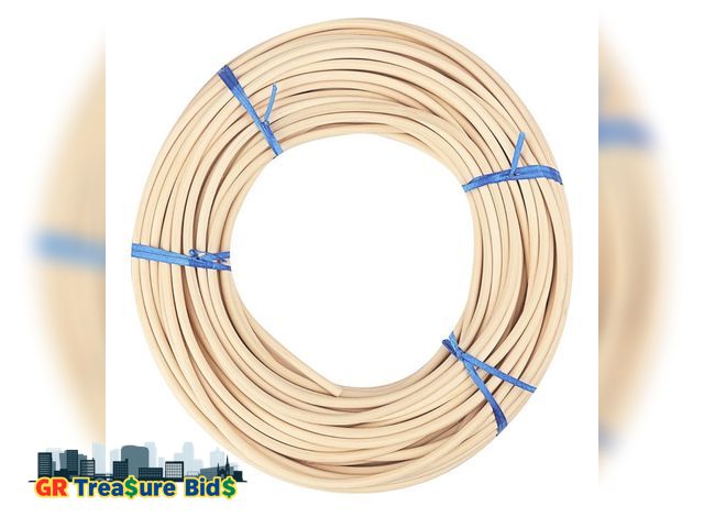 Lot 111-35226 - GNIEMCKIN # 8 Spline, 66 Ft Reed Spline, Natural Cane Webbing Roll, and Round Reed Coil for DIY Furn...