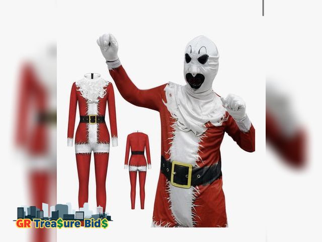 Lot 111-38449 - Art The Clown Costume Christmas Jumpsuits Costume Scare Mask
2xl
