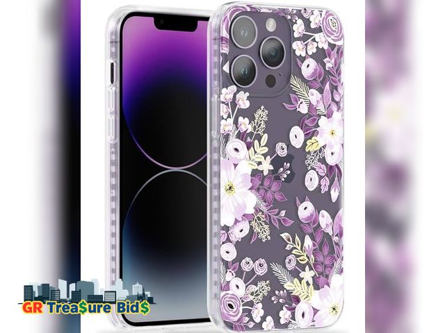 Lot 111-29320 - SCORPIFY for iPhone 13 Pro Max Case with Purple Nemophila Floral Design, Cute Clear Flower Phone Cov...