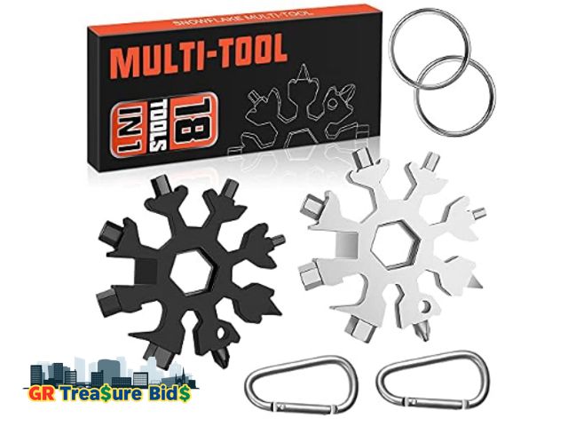 Lot 111-79722 - Stocking Stuffers for Adults Men, Gifts for Men Dad, 2 Pack 18 in 1 Snowflake Multitools Mens Stocki...