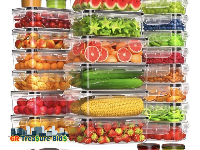 Lot 111-83672 - New 48 PCS Food Storage Containers with Lids Airtight (24 Containers &amp; 24 Lids), Leak proof Meal...