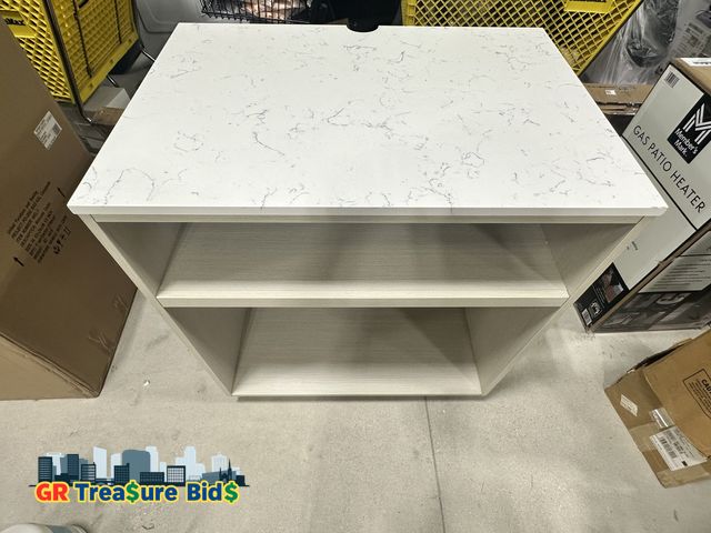 Lot 111-75708 - Table Modern Granite Table with Shelves