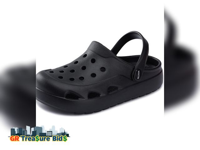 Lot 111-52792 - New Joy beesUnisex Clogs with Arch Support, Lightweight Garden Shoes for Women and Men size 10 black...