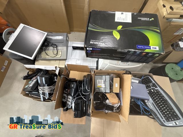 Lot 111-66372 - Bulk Lot of Office Electronics – Printers, Phones, Monitors, Keyboards, Cables &amp; More

Descripti...