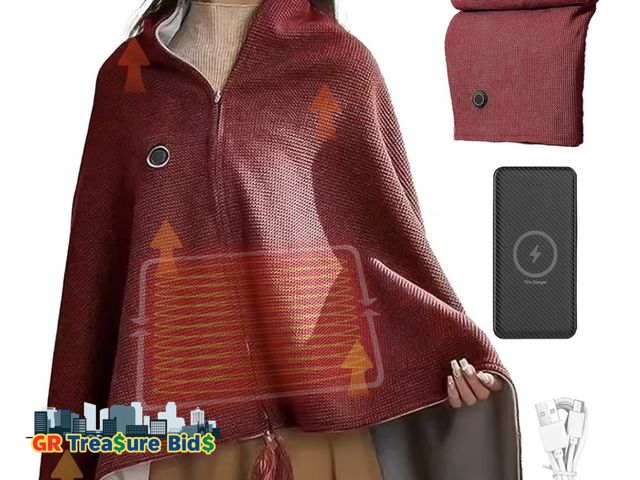 Lot 111-97362 - 2026 New Heated Shawl Wraps for Women, Portable Cordless Heated Blanket with Power Bank, Soft Zipper...