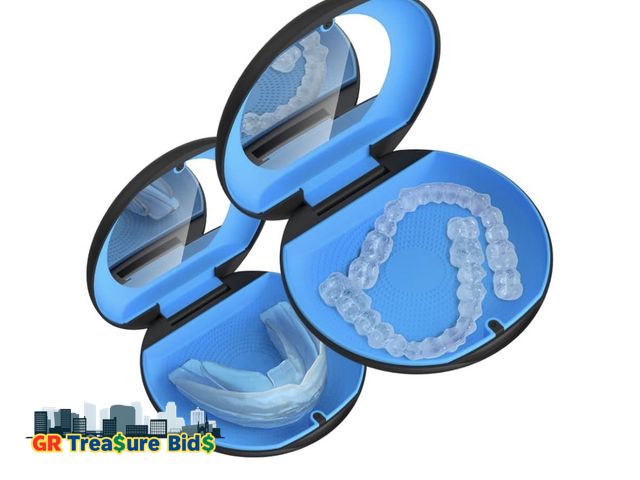 Lot 111-60060 - lot of (2) Aligner/Retainer Case with Built-in Mirror &amp; Magnetic Lock - Premium Silicone-Lined C...