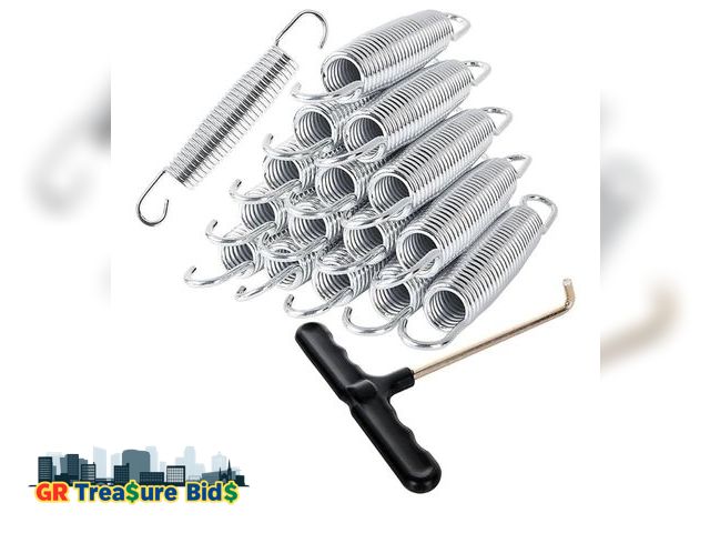 Lot 111-10264 - 16 Pieces 6.5" Heavy Duty Trampoline Springs with T-Hook - Stainless Steel Replacement Parts Metal T...