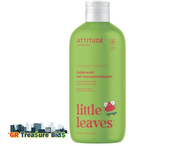 Lot 111-74056 - New lot of 2 ATTITUDE Bubble Wash for Kids, EWG Verified Bubble Bath, Hair Shampoo and Body Soap, De...