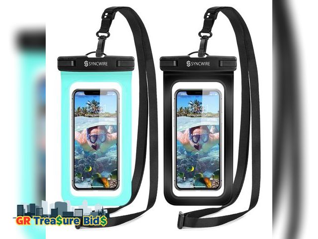 Lot 111-58539 - Syncwire Waterproof Phone Pouch [2-Pack] - IPX8 Waterproof Phone Case Dry Bag for Kayak, Beach, Pool...