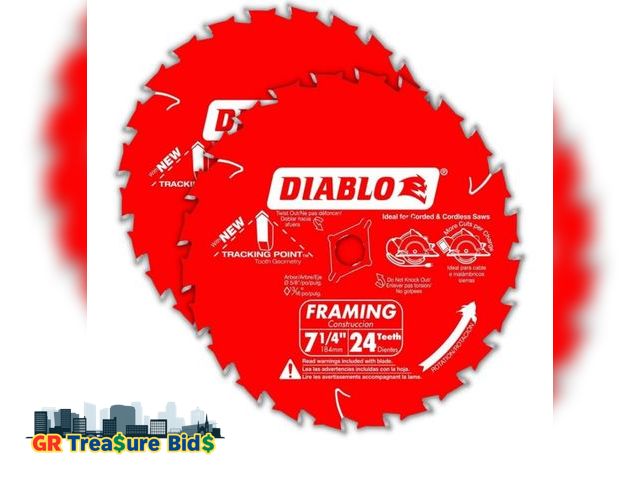 Lot 111-40169 - Freud Diablo D0724VPX 7-1/4-Inch 24 Tooth Framing Circular Saw Blades, 2 Pack