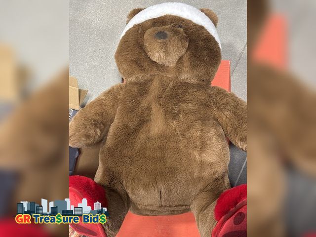 Lot 111-52099 - Christmas bear size Length 26” x width 22” brown with redhead