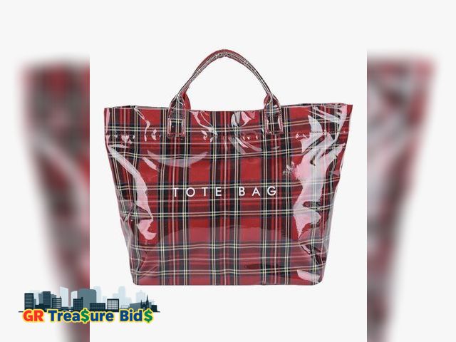 Lot 111-937063 - New PVC Plaid Tote Bag, Waterproof Large Handbag for Work Daily Travel