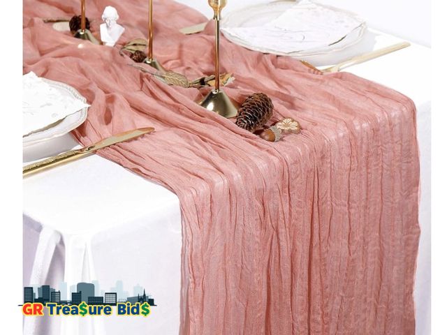 Lot 111-52606 - 10FT Cheesecloth Table Runner,Summer Rustic Boho Gauze Cheese Cloth Long Table Runner Decoration for...