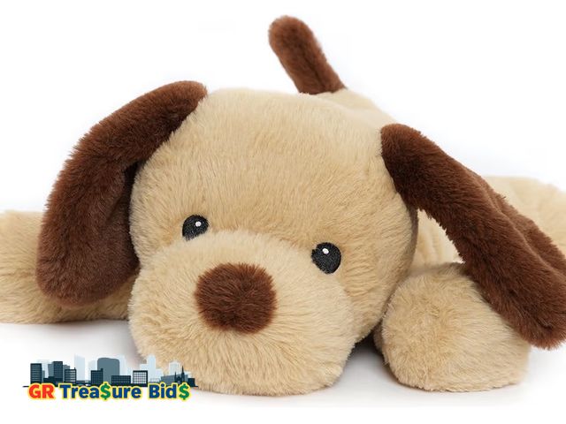 Lot 111-46727 - Large Weighted Puppy Dog Stuffed Animal Plush Toy for Kids and Adults with Embroidered Eyes and Remo...