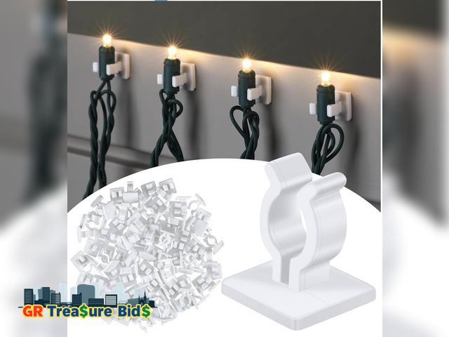 Lot 111-21465 - 100 Pcs Mini Christmas Light Clips Outdoor Adhesive Wall Hanging Hooks for String Lights Waterproof ...