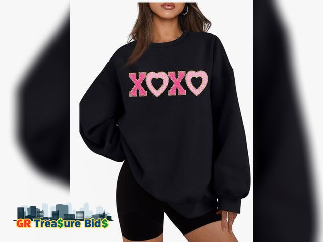 Lot 111-36009 - New (XL) MYHALF Valentines Day Sweatshirts Valentine Shirts: Womens Love Heart Long Sleeve Tops Over...