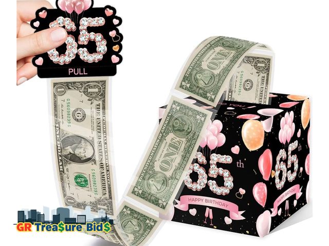 Lot 111-26323 - New Surprise Gift Box for Cash, Happy Birthday Money Gift Boxes, 65th Birthday Gifts for Men &amp; W...