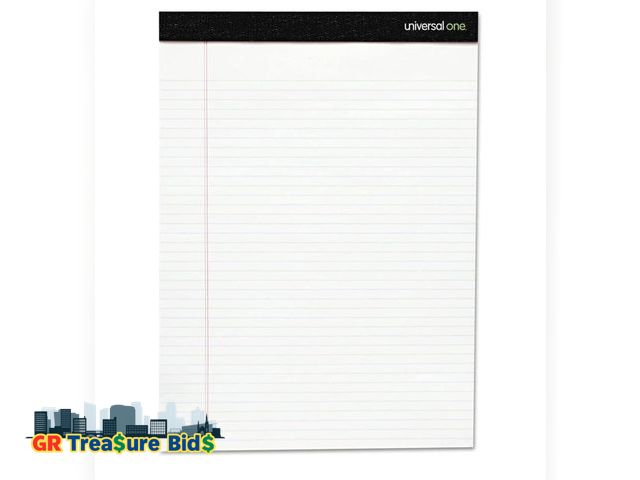 Lot 111-36766 - (12 Pack) Universal UNV30730 8.5 in. x 11 in. Premium Wide/Legal Ruled Writing Pads with Heavy-Duty ...