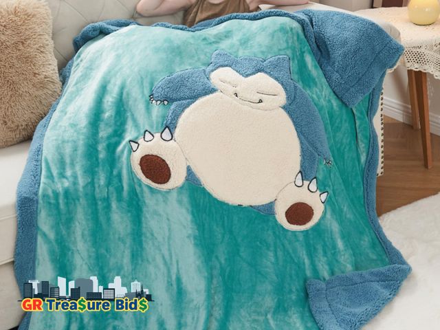 Lot 111-90356 - New NEWCOSPLAY Kids Blanket 3D Cartoon Embroidered Sherpa Blanket Plush Warm for Boys Girls (Teal, (...