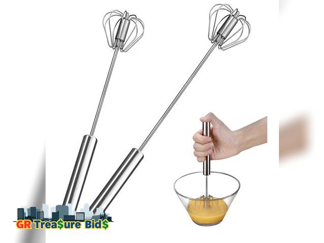 Lot 111-64468 - New Egg Whisk,2 Pack Stainless Steel Home Kitchen Tool, Hand Easy Whisk Egg Beater Manual Mixer Blen...