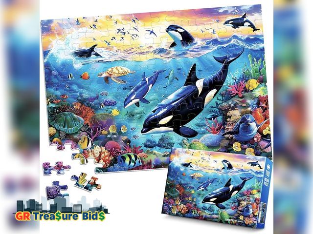 Lot 111-368065 - New 300 Piece Puzzles for Kids Ages 6-8 8-10 - Killer Whales Orca - 300 Piece Jigsaw Puzzle for Seni...