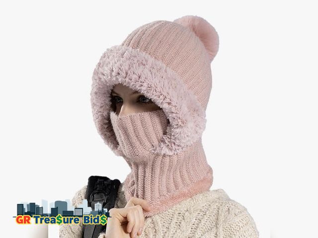 Lot 111-80363 - New Womens Knit Beanie Hat Fleece Lined Winter Scarf Mask Set Snow Caps Plush Earmuff Skull Hats wit...
