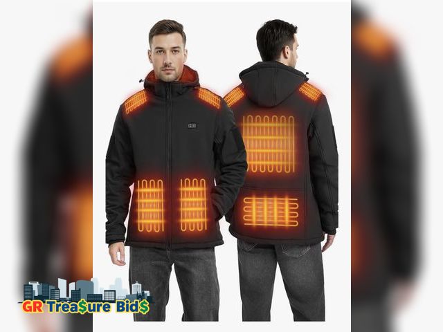 Lot 111-72662 - New Heated Jacket for Men with 16000mAh Battery Pack, Windproof Soft Shell Electric Heating Coat wit...