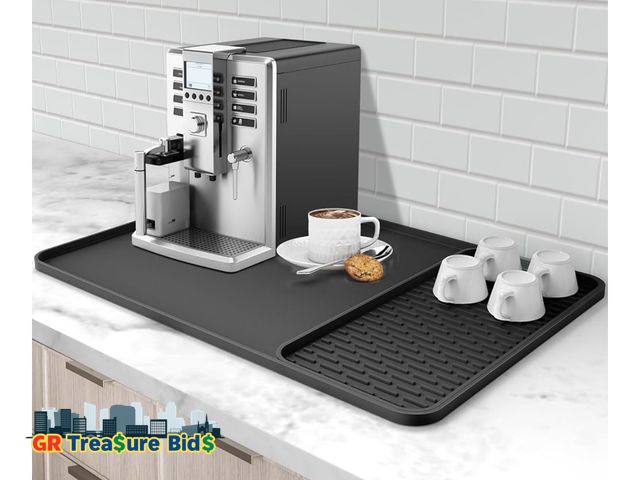 Lot 111-85144 - Silicone Coffee Mat, 24''x16'' Bar Mat with Detachable Dish Drying Mat - Fits Under Coffee Maker &am...