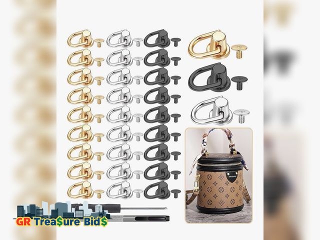 Lot 111-36753 - D Ring Stud Screw Ball, 32 pcs D Ring Stud Screw Ball, 180 Degree Rotatable Ball Post Head Buttons w...