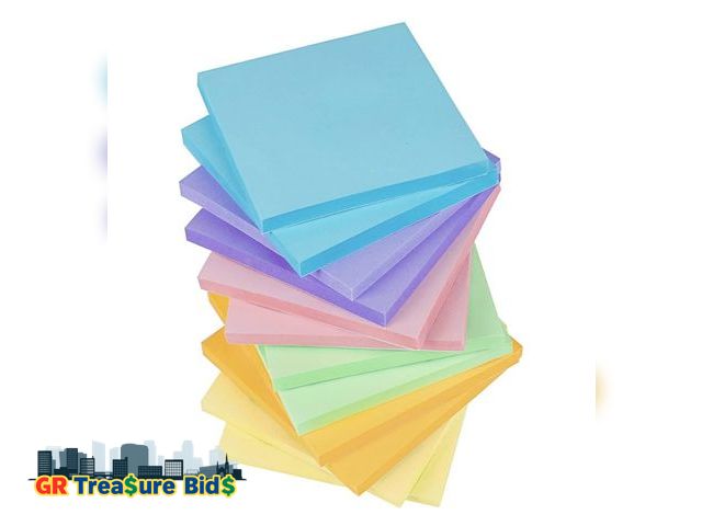 Lot 111-36563 - Sticky Notes 3x3, Pastel Stickies Colorful Super Sticking Power Memo Pads, 7 Colors, Strong Adhesive