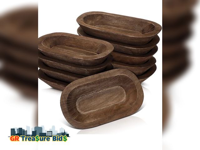 Lot 111-52496 - Nuogo 10 Pack Wooden Dough Bowls Bulk Rustic Dough Bowls for Wedding DIY Home Crafts Making Farmhous...
