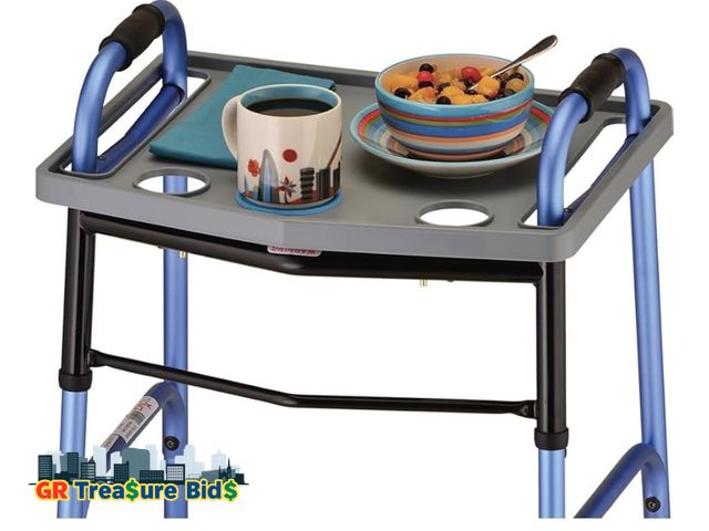 Lot 111-43132 - NOVA Walker Tray, Food Tray with 2 Cup Holders for Folding Walker, Fits on Most Folding Walkers