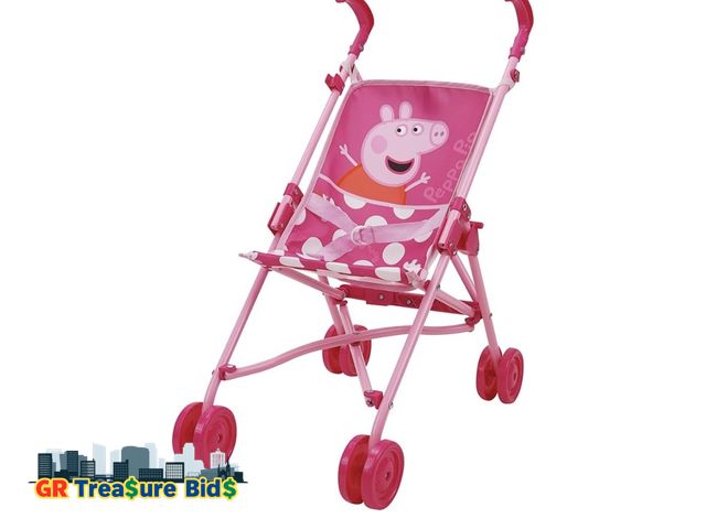 Lot 111-87690 - Peppa Pig: Doll Umbrella Stroller - Pink &amp; White Dots - Fits Dolls Up to 24", Easy to Fold for S...