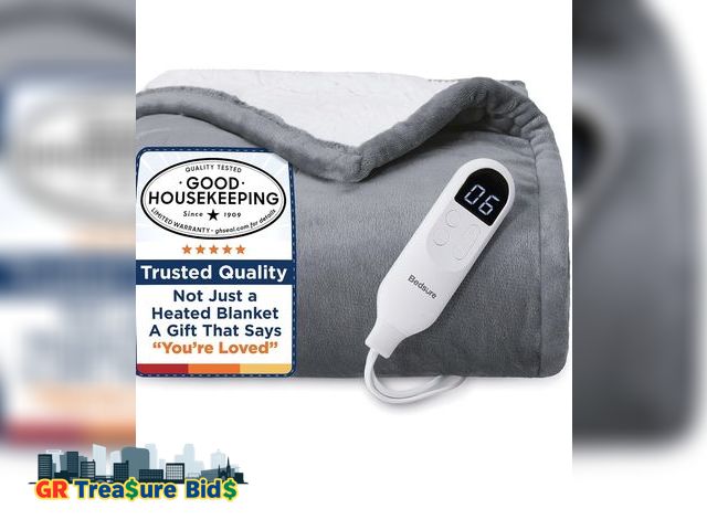 Lot 111-50284 - New Heated Blanket Throw Blanket - Fast Heating Electric Blanket, Soft Flannel Heated Throw with 4 T...