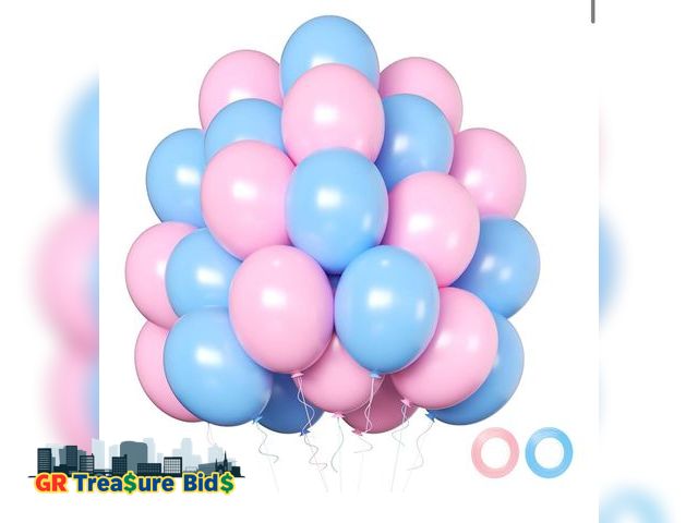 Lot 111-93623 - Pink and Blue Balloons, 50 Pcs 12 Inch Pink Blue Gender Reveal Balloons With Pink Blue Latex Balloon...