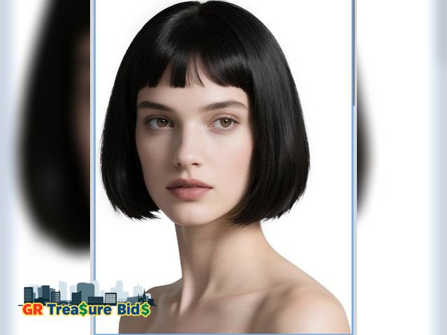 Lot 111-5045 - 2 New 2 of Onedor 15” &amp; 11”Short Straight Hair Flapper Cosplay Costume Bob Wig (Black)