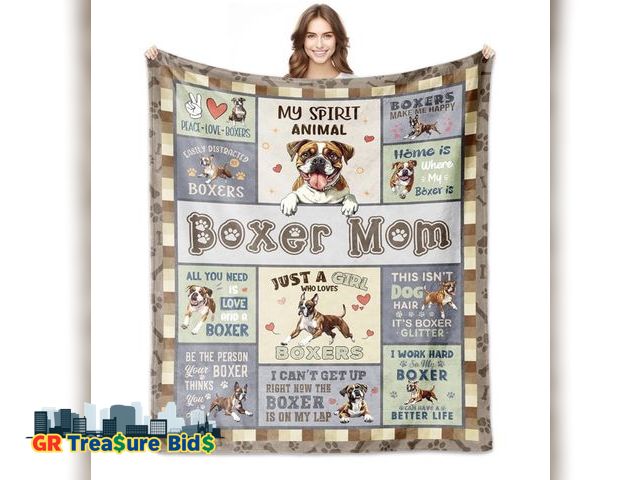 Lot 111-4562 - New Boxer Gifts, Boxer Mom Throw Blanket 60"x50", Boxers Gifts for Women, Gift for Boxers Dog Lovers...