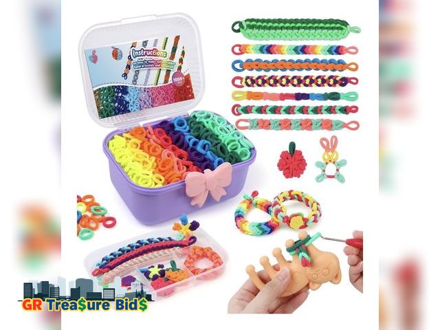 Lot 111-95522 - New IQBOX Bracelet Making Kit Arts and Crafts for Girls Ages 8-12, Weaving Loom Rainbow Bands DIY To...