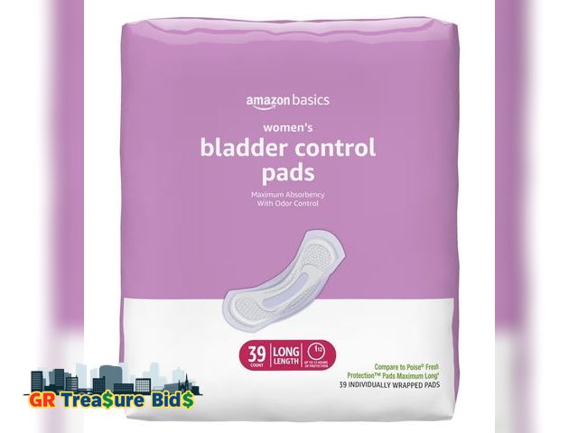 Lot 111-808663 - New Amazon Basics Incontinence Pads for Women, Postpartum, Long, Maximum Absorbency, Bladder Control...