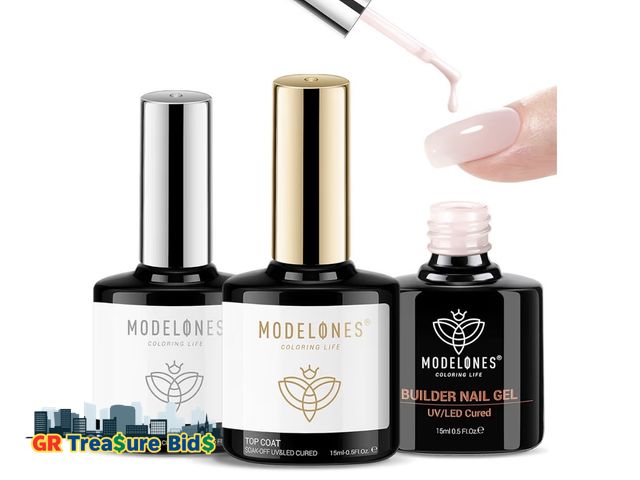 Lot 111-82773 - New modelones Top Coat with Builder Nail Gel, Nude Pink Color Builder Top Nail Kit for Apex Building...