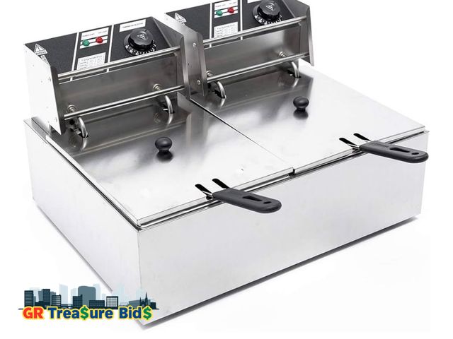 Lot 111-02838 - Tiziri Electric Fryer 5000W 22.8QT Commercial Dual Tank Electric Deep Fryer Kitchen With Baskets &am...