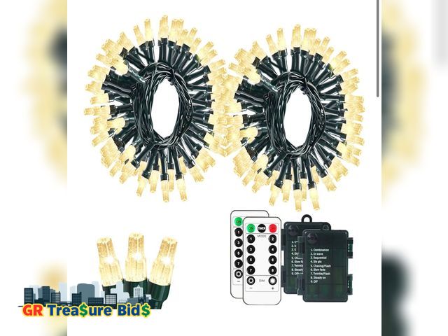 Lot 111-78087 - 2 Pack 20ft Battery Operated Christmas Lights with Remote, 50 LED String Lights with 8 Modes, Timer,...