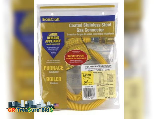 Lot 111-69520 - 1 New Brasscraft Gas Connector Coated Stainless Steel 36 " 3/4 " Mip Use With Range/Furnace Bg