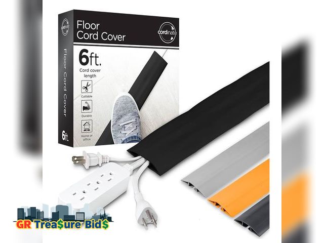 Lot 111-30039 - Cordinate, Black, 6 Ft Floor Cord Cover, Rubber, Low Profile, Cable Protector