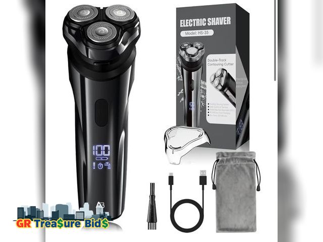 Lot 111-68373 - New Electric Rechargeable Shaver for Men,Wet &amp; Dry Electric Razor, IPX7 Waterproof Rotary Shaver...
