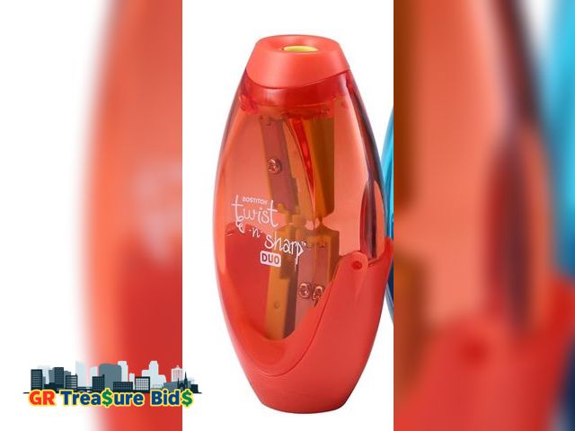Lot 111-62799 - Lot of 1 Office Twist-N-Sharp Manual Pencil Sharpener, Double Hole, Orange