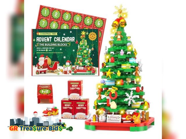 Lot 111-8272 - New Advent Calendar 2025 Building Blocks Kit - Christmas Tree, 24 Days Countdown Toys Building Set w...